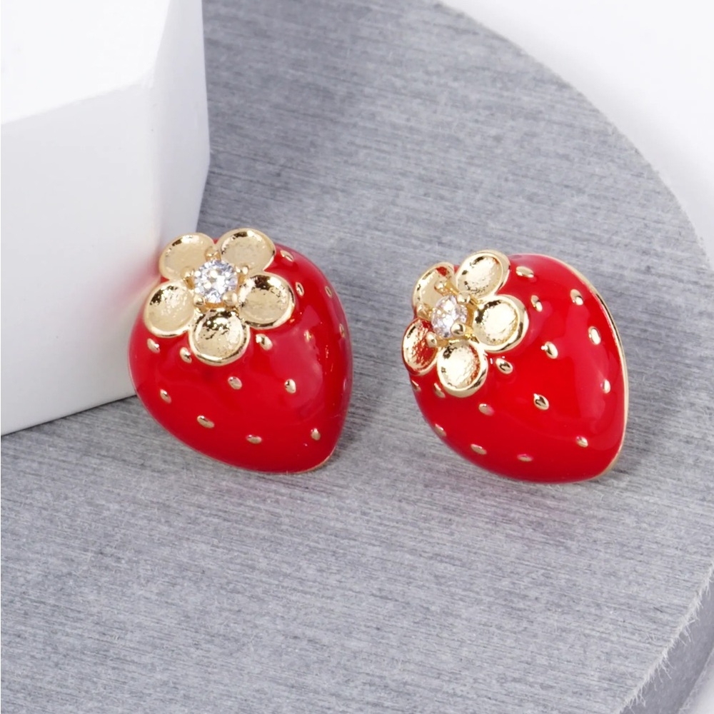 Dainty Strawberry Stud Earrings